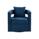 Blue Velvet Swivel Chair with U-Shaped Back and Cushion 8 Blue Velvet Swivel Chair with U-Shaped Back and Cushion