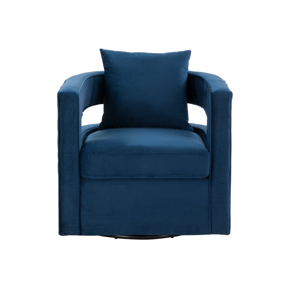Blue Velvet Swivel Chair with U-Shaped Back and Cushion 2 Blue Velvet Swivel Chair with U-Shaped Back and Cushion - Image 2