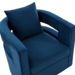 Blue Velvet Swivel Chair with U-Shaped Back and Cushion 11 Blue Velvet Swivel Chair with U-Shaped Back and Cushion