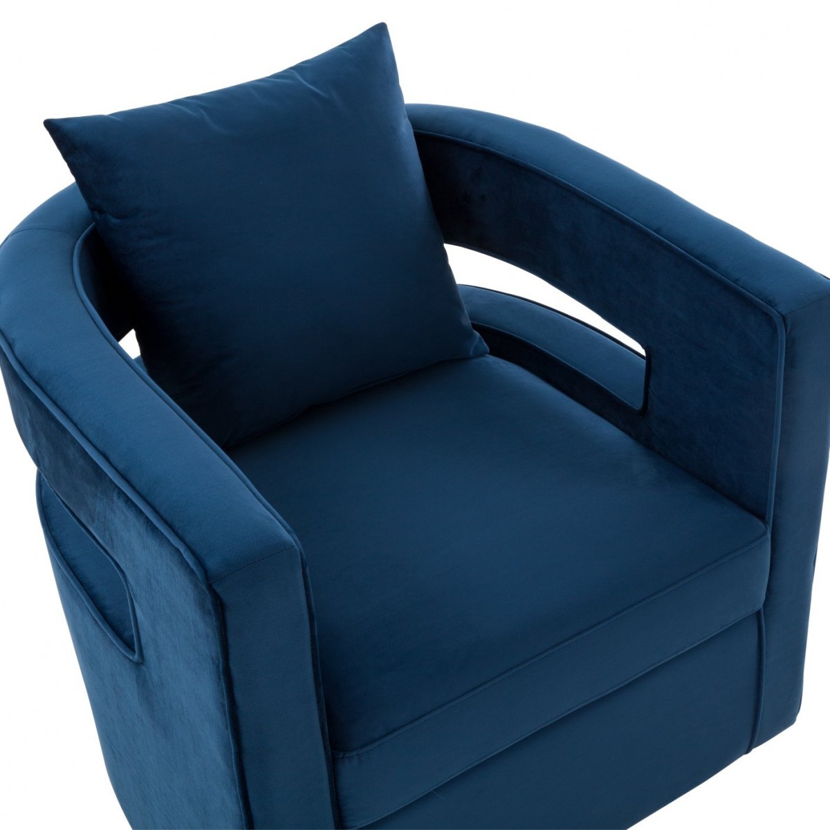 Blue Velvet Swivel Chair with U-Shaped Back and Cushion 5 Blue Velvet Swivel Chair with U-Shaped Back and Cushion - Image 5