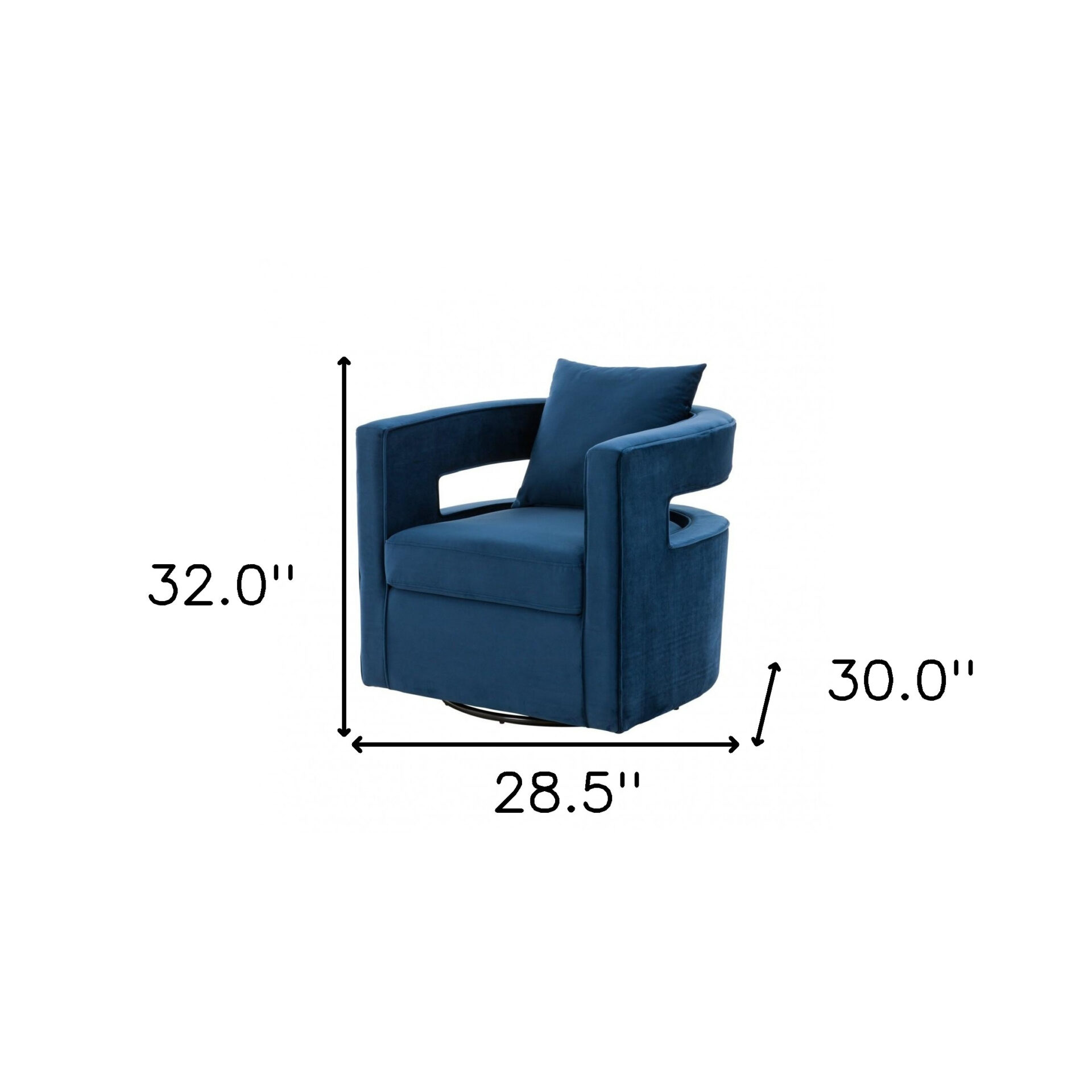 Blue Velvet Swivel Chair with U-Shaped Back and Cushion 6 Blue Velvet Swivel Chair with U-Shaped Back and Cushion - Image 6