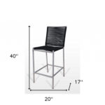 30 Inch Black and Silver Stainless Steel Bar Stool