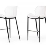 30-Inch Black and White Faux Leather Bar Stools (Set of 2)