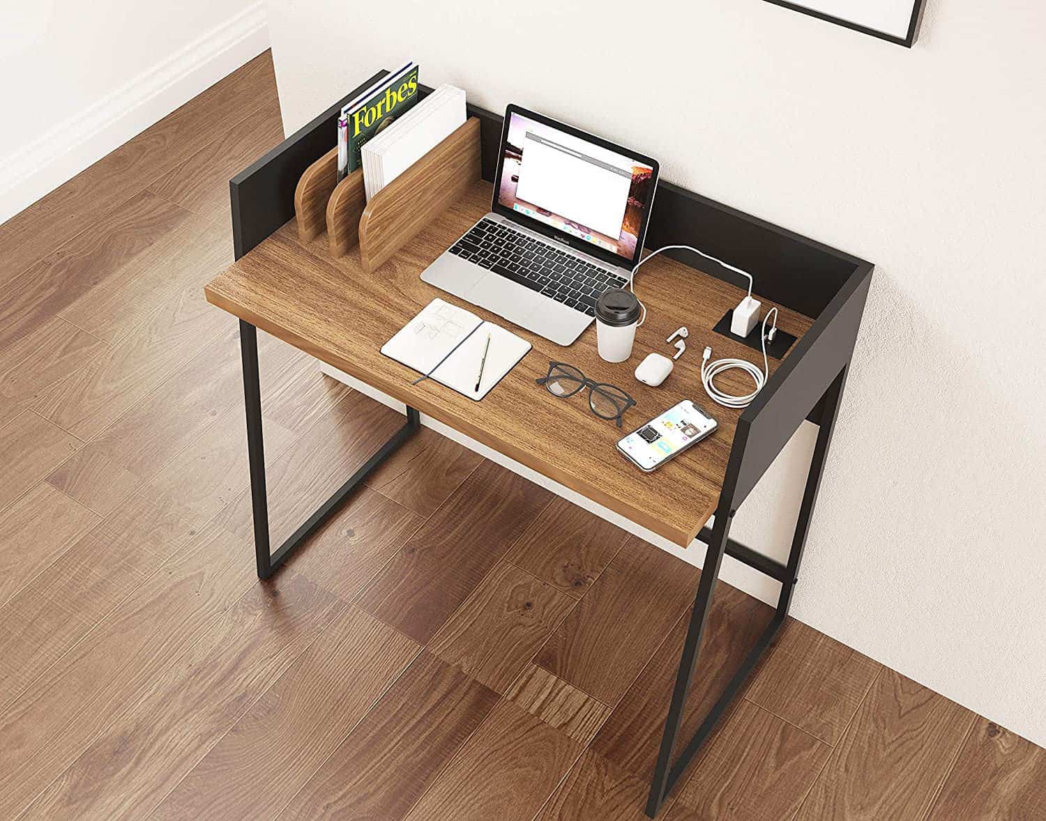 Modern Brown and Black Desk with USB Ports and Storage 3 Modern Brown and Black Desk with USB Ports and Storage - Image 3