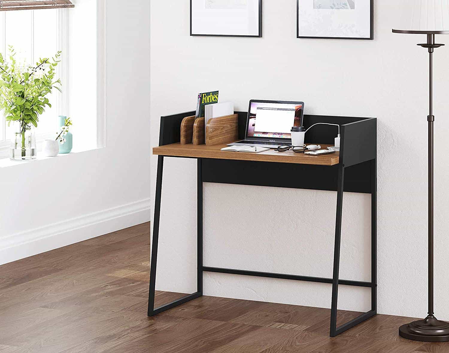 Modern Brown and Black Desk with USB Ports and Storage 4 Modern Brown and Black Desk with USB Ports and Storage - Image 4