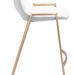 White and Gold Faux Leather Counter Stool with Footrest (Set of 2)