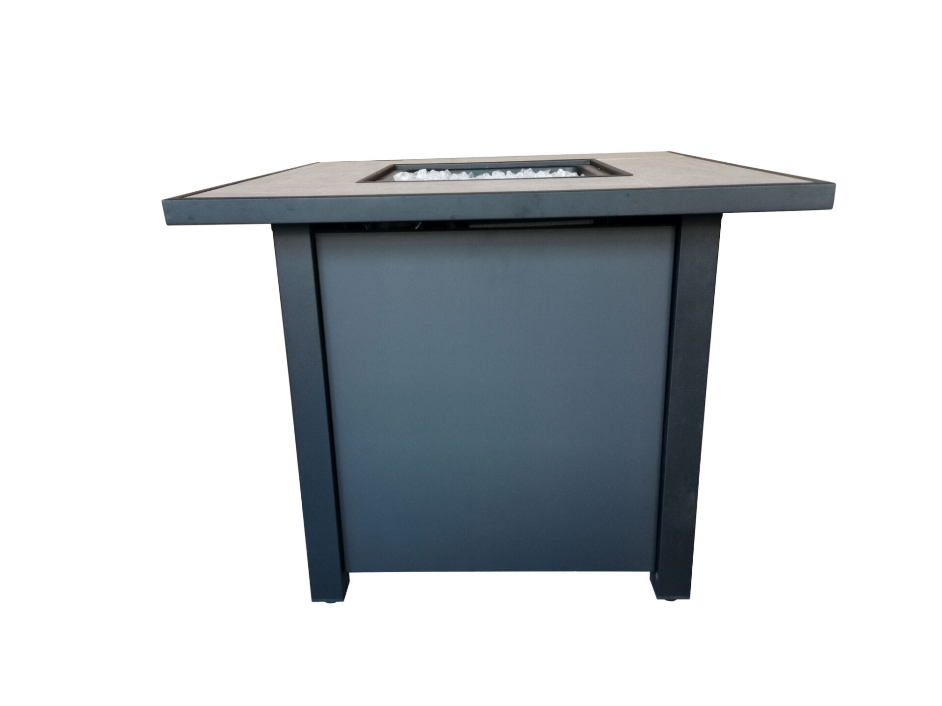 Black Metal and Tile Fire Pit with Glass Rocks 1 Black Metal and Tile Fire Pit with Glass Rocks