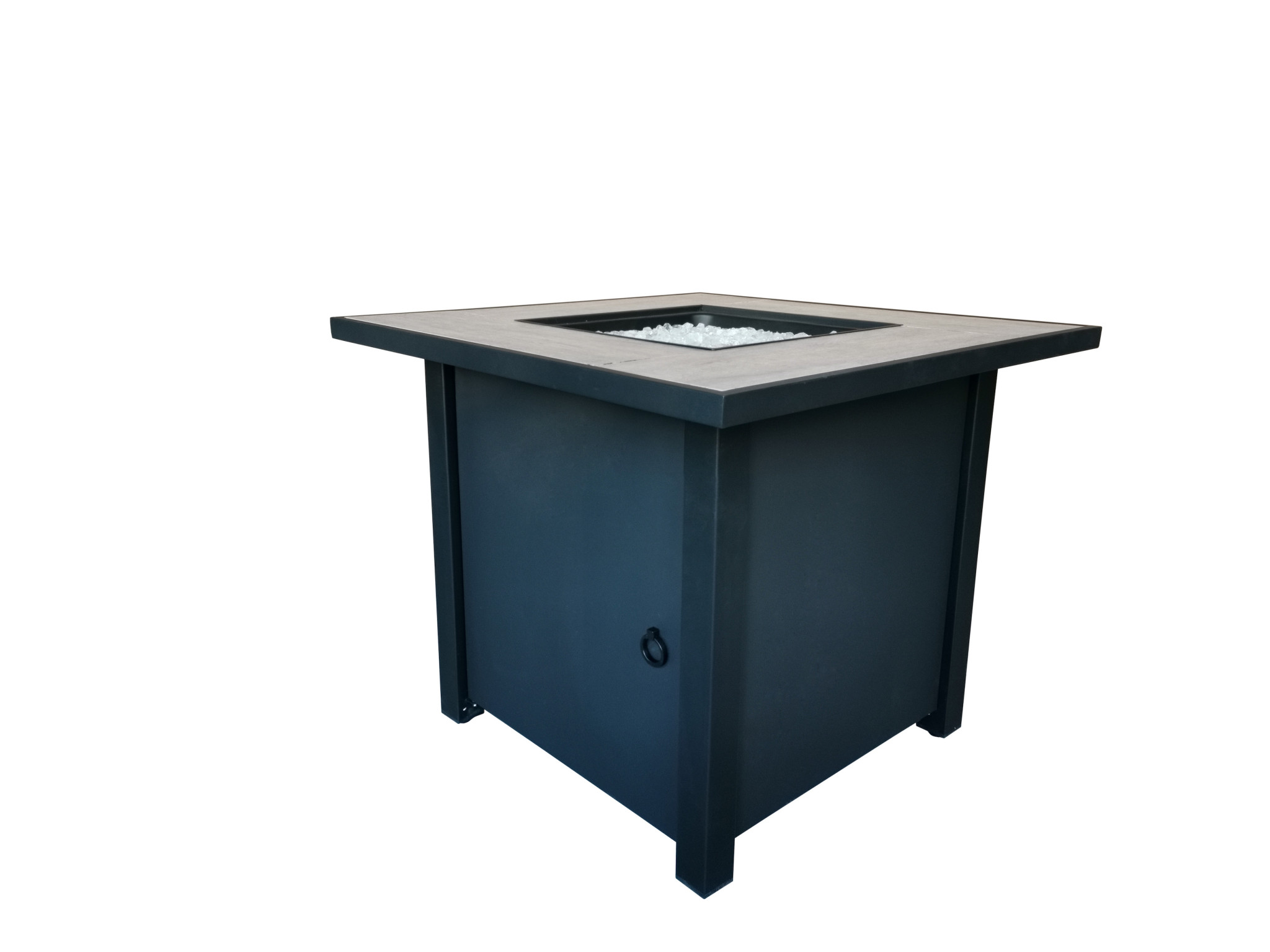 Black Metal and Tile Fire Pit with Glass Rocks 12 Black Metal and Tile Fire Pit with Glass Rocks