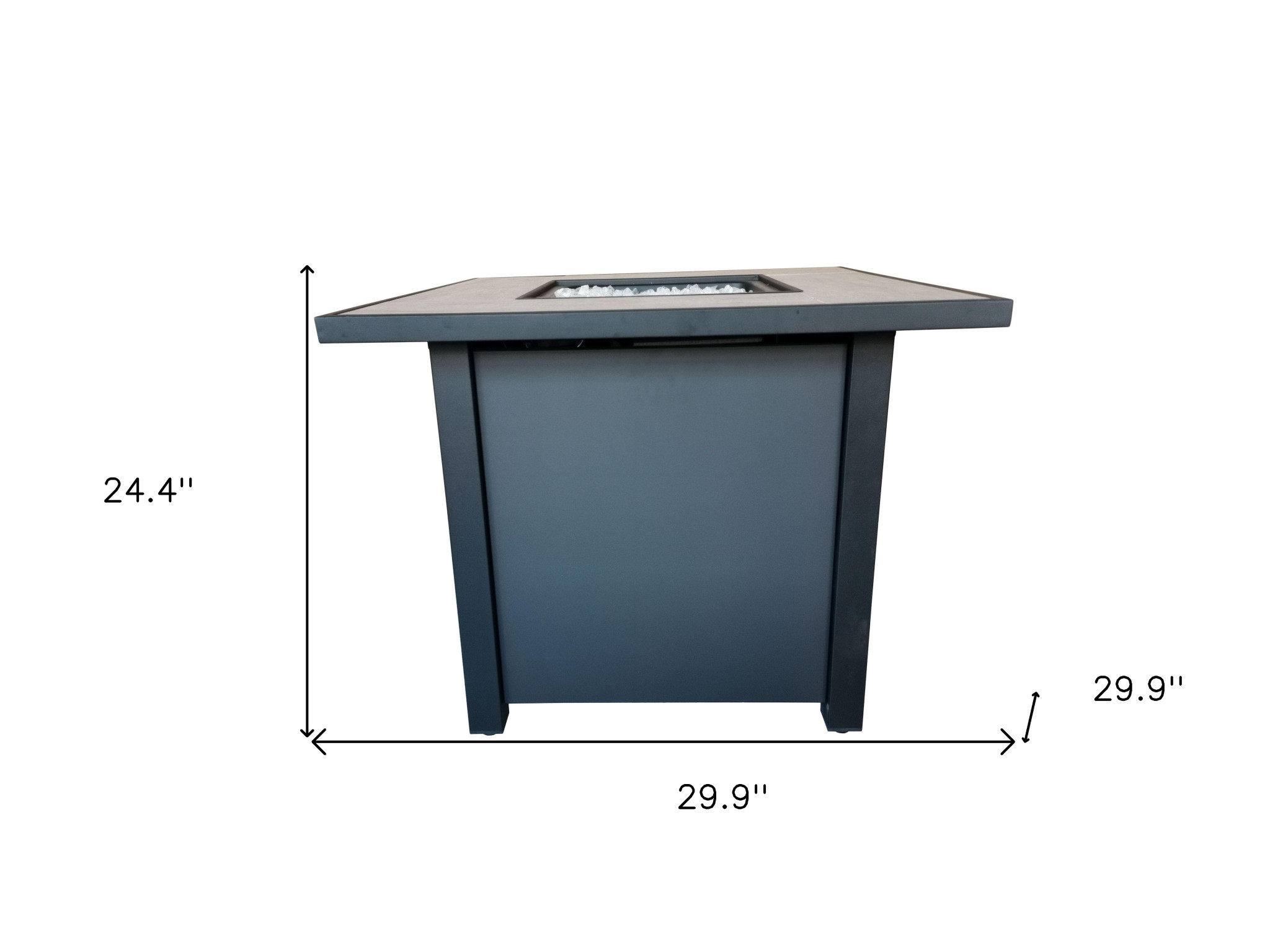 Black Metal and Tile Fire Pit with Glass Rocks 14 Black Metal and Tile Fire Pit with Glass Rocks