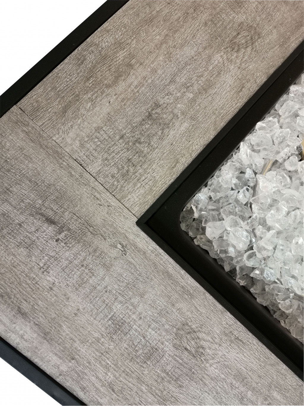 Black Metal and Tile Fire Pit with Glass Rocks 4 Black Metal and Tile Fire Pit with Glass Rocks - Image 4