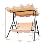 65" Beige Steel Outdoor Swing Chair with Cushion & Canopy