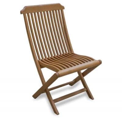 24" Brown Teak Indoor Outdoor Folding Deck Chair