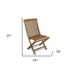 24" Brown Teak Indoor Outdoor Folding Deck Chair