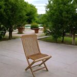 24" Brown Teak Indoor Outdoor Folding Deck Chair