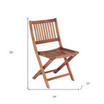 24" Brown Teak Folding Indoor Outdoor Deck Chair