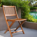 24" Brown Teak Folding Indoor Outdoor Deck Chair