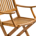 24" Brown Teak Indoor Outdoor Folding Deck Arm Chair