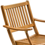 24" Brown Teak Indoor Outdoor Folding Deck Arm Chair