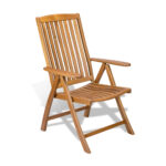 27" Teak Folding Reclining Indoor Outdoor Arm Chair