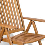 27" Teak Folding Reclining Indoor Outdoor Arm Chair