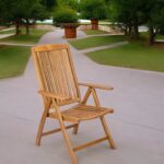 27" Teak Folding Reclining Indoor Outdoor Arm Chair
