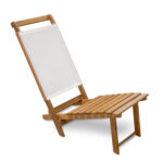 15" Brown and White Modern Solid Wood Outdoor Deck Chair
