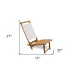 15" Brown and White Modern Solid Wood Outdoor Deck Chair