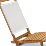 15" Brown and White Modern Solid Wood Outdoor Deck Chair