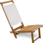 15" Brown and White Modern Solid Wood Outdoor Deck Chair