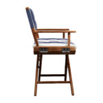 23" Blue and White Teak Director Chair with Cushion