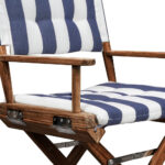 23" Blue and White Teak Director Chair with Cushion