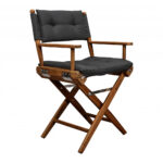 23" Black and Natural Wood Director Chair with Black Cushion