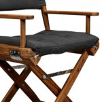 23" Black and Natural Wood Director Chair with Black Cushion