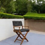 23" Black and Natural Wood Director Chair with Black Cushion