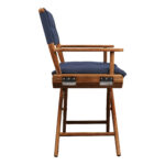 23" Navy Blue and Brown Teak Indoor Outdoor Director Chair