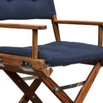 23" Navy Blue and Brown Teak Indoor Outdoor Director Chair