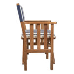 20" Blue and White Teak Director Chair with Cushion
