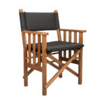 20" Black and Natural Wood Director Chair with Cushion
