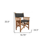 20" Black and Natural Wood Director Chair with Cushion