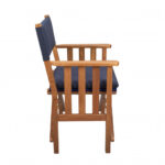 20" Navy Blue and Natural Wood Director Chair with Cushion