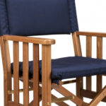 20" Navy Blue and Natural Wood Director Chair with Cushion