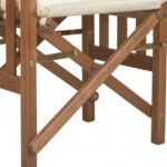20" Ivory and Natural Wood Director Chair with Cushion