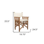 20" Ivory and Natural Wood Director Chair with Cushion