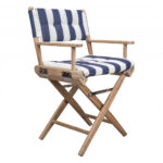 23" Blue and White Wood Director Chair with Cushion