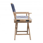 23" Blue and White Wood Director Chair with Cushion