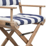 23" Blue and White Wood Director Chair with Cushion