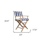23" Blue and White Wood Director Chair with Cushion