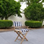 23" Blue and White Wood Director Chair with Cushion