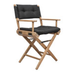 23" Black and Brown Director Chair with Black Cushion