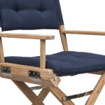Navy Blue and Brown Teak Director Chair with Cushion